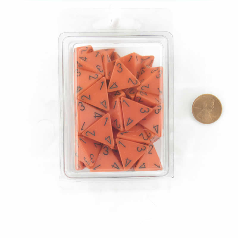 WCXPQ0403E50 Orange Opaque Dice Black Numbers D4 16mm (5/8in) Pack of 50 Main Image