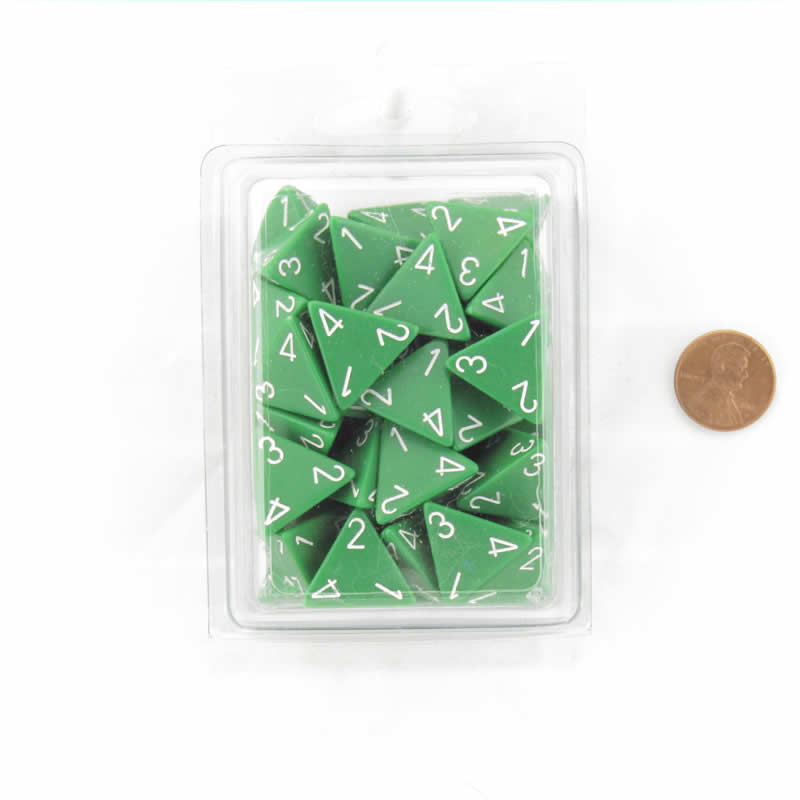 WCXPQ0405E50 Green Opaque Dice White Numbers D4 16mm (5/8in) Pack of 50 Main Image