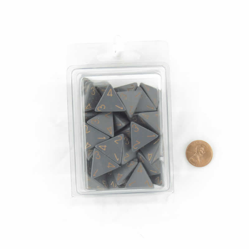 WCXPQ0420E50 Dark Grey Opaque Dice Gold Numbers D4 16mm (5/8in) Pack of 50 Main Image