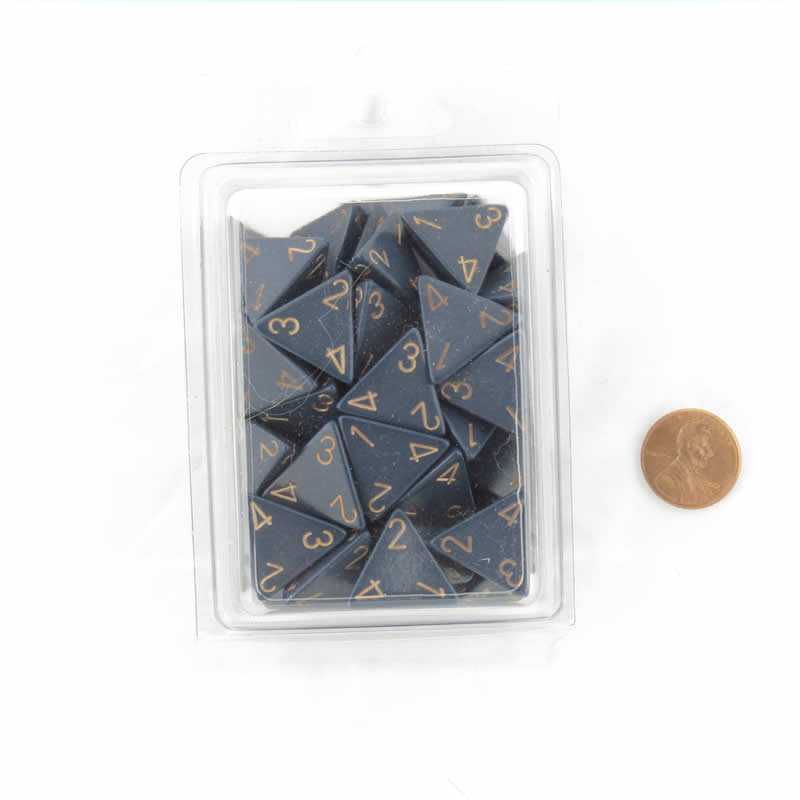 WCXPQ0426E50 Dusty Blue Opaque Dice Copper Numbers D4 16mm (5/8in) Pack of 50 Main Image