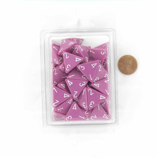 WCXPQ0427E50 Light Purple Opaque Dice White Numbers D4 16mm (5/8in) Pack of 50 Main Image