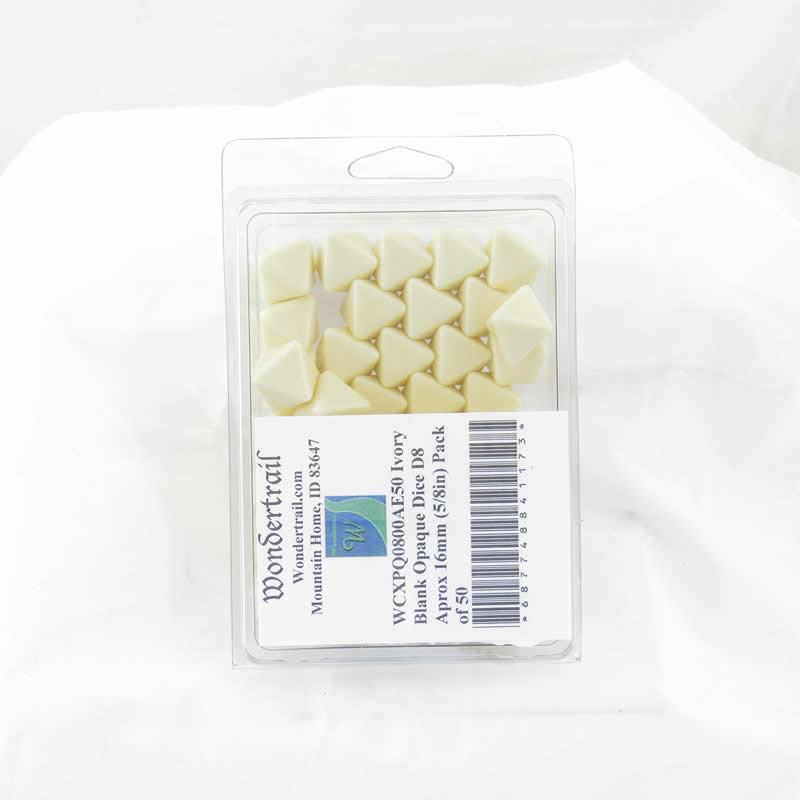 WCXPQ0800AE50 Ivory Blank Opaque Dice D8 Aprox 16mm (5/8in) Pack of 50 Main Image