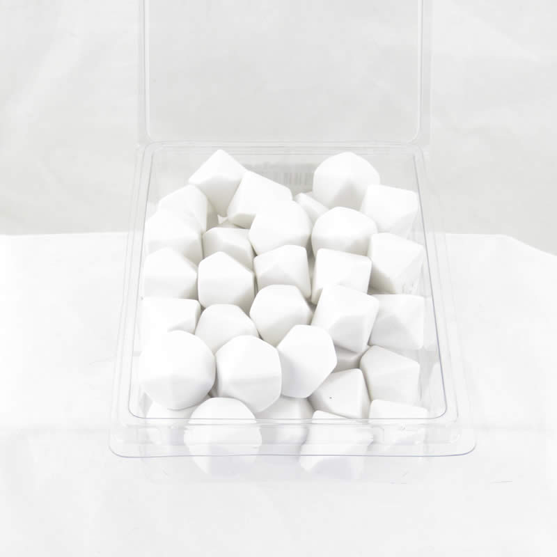 WCXPQ1001AE50 White Blank Opaque Dice D10 Aprox 16mm (5/8in) Pack of 50 Main Image