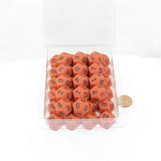 WCXPQ1203E50 Orange Opaque Dice Black Numbers D12 Aprox 16mm (5/8in) Pack of 50 Main Image
