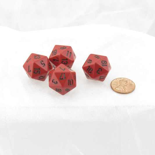 WCXPQ2014E4 Red Opaque Dice Black Numbers D20 16mm Pack of 4 Main Image