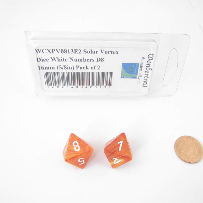 WCXPV0813E2 Solar Vortex Dice White Numbers D8 16mm (5/8in) Pack of 2 Main Image