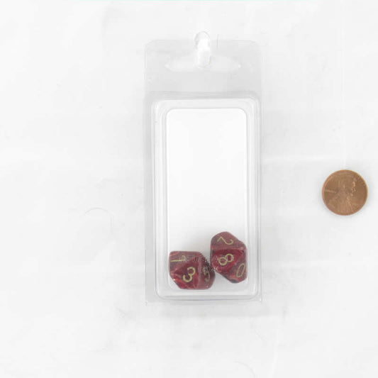 WCXPV1024E2 Burgundy Vortex Dice Gold Numbers D10 16mm (5/8in) Pack of 2 Main Image