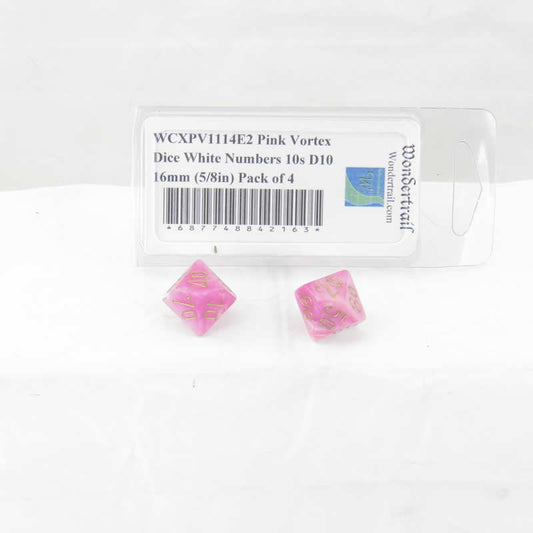 WCXPV1114E2 Pink Vortex Dice Gold Numbers 10s D10 16mm (5/8in) Pack of 2 Main Image
