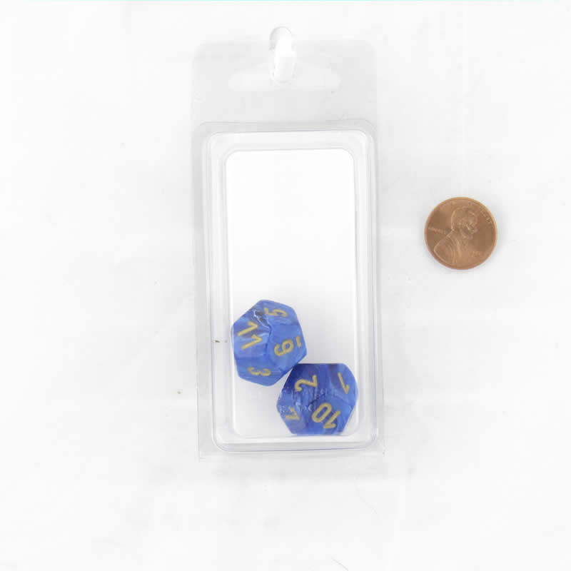 WCXPV1206E2 Blue Vortex Dice Gold Numbers D12 16mm (5/8in) Pack of 2 Main Image