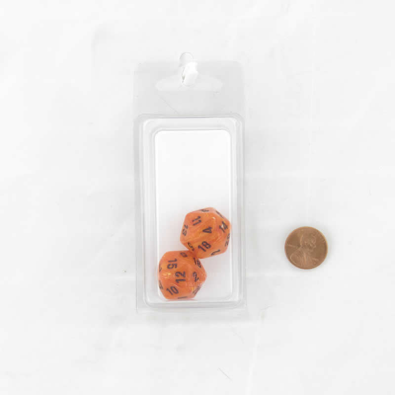 WCXPV2003E2 Orange Vortex Dice Black Numbers D20 16mm (5/8in) Pack of 2 Main Image