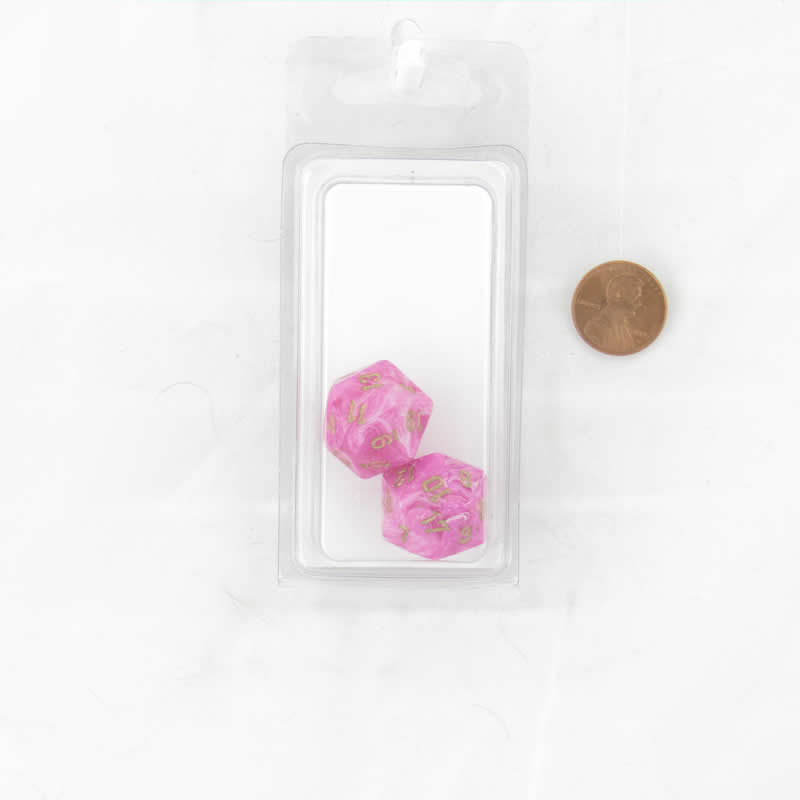 WCXPV2014E2 Pink Vortex Dice Gold Numbers D20 Aprox 16mm (5/8in) Pack of 2 Main Image