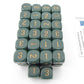 WCXXQ0315E50 Dusty Green Opaque Dice Gold Numbers D3 (d6 1-3 Twice) 16mm Pack Of 50 2nd Image
