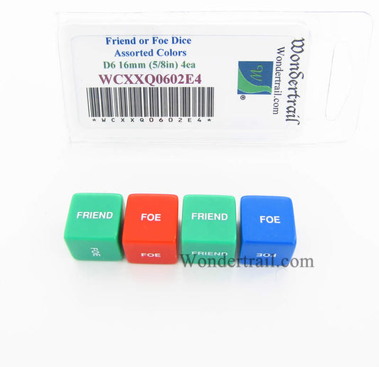 WCXXQ0602E4 Friend or Foe Assorted Colors 16mm D6 Dice Pack of 4 Main Image