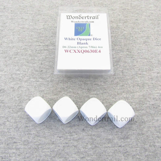 WCXXQ0630E4 White Blank Indented Faces D6 22mm (7/8in) Pack of 4 Main Image