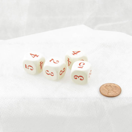 WCXXQ2110E4 Ivory Opaque Dice Red Numbers D6 Averaging Dice 16mm Pack of 4 Main Image