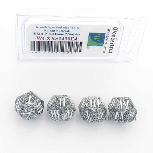WCXXS1430E4 Granite Speckled White Roman Numeral D4-D12 Aprox 16mm Pack of 4 Main Image