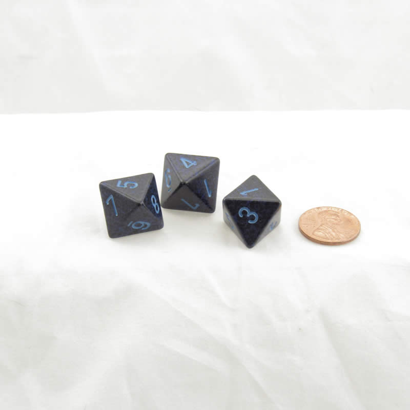 WKP00127E3 Cobalt Elemental Dice Blue Numbers D8 16mm Pack of 3 Main Image