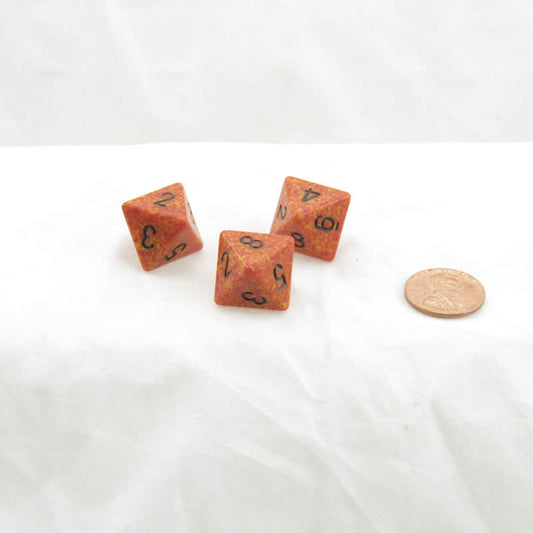 WKP00133E3 Fire Elemental Dice Black Numbers D8 16mm Pack of 3 Main Image