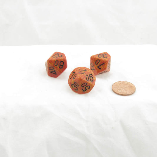 WKP00361E3 Fire Elemental Dice Black Numbers DT10 16mm Pack of 3 Main Image