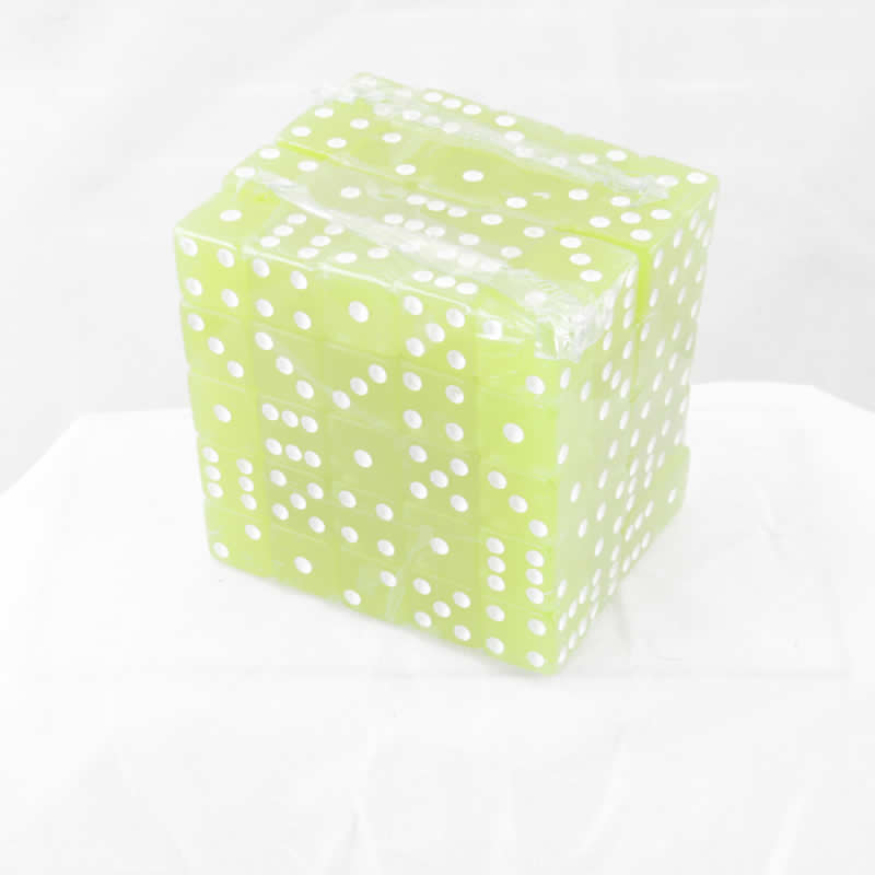 WKP01908B1 Lemon Glow In The Dark Dice White Pips D6 16mm Pack of 100 2nd Image