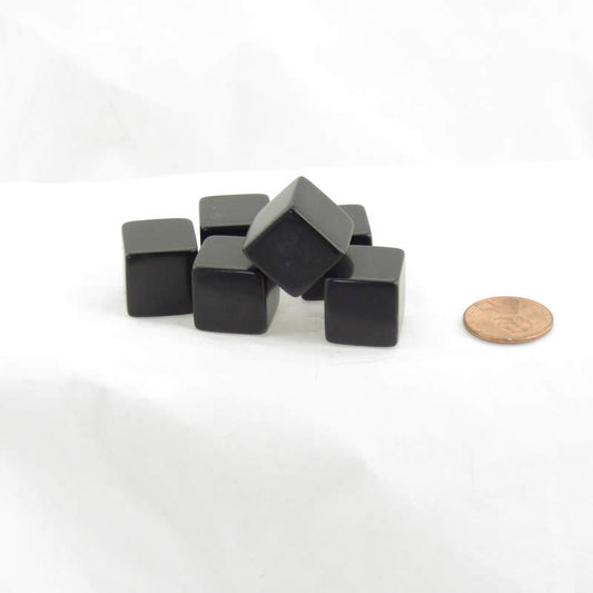 WKP01945E6 Black Blank Dice Cubes D6 16mm (5/8in) Set of 6 Wondertrail Main Image