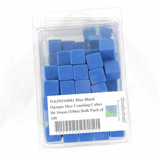 WKP01948B1 Blue Blank Opaque Dice Counting Cubes D6 16mm (5/8in) Bulk Pack of 100 Main Image
