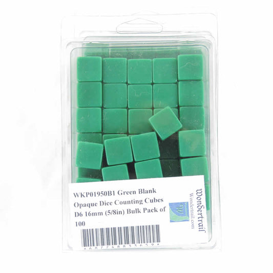 WKP01950B1 Green Blank Opaque Dice Counting Cubes D6 16mm (5/8in) Bulk Pack of 100 Main Image