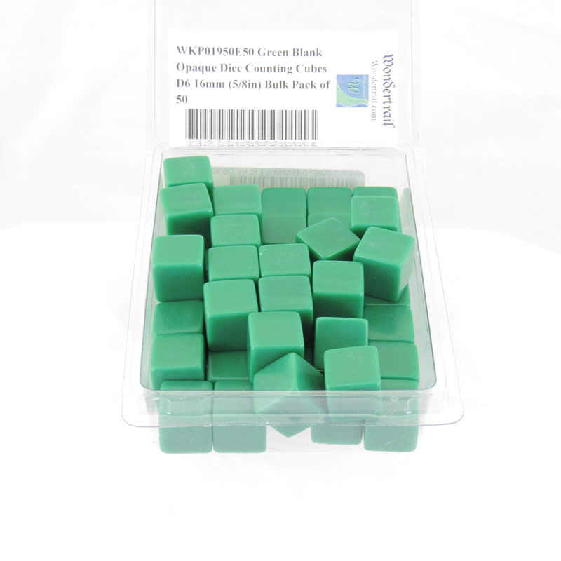 WKP01950E50 Green Blank Opaque Dice Counting Cubes D6 16mm (5/8in) Bulk Pack of 50 2nd Image