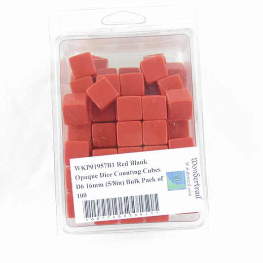 WKP01957B1 Red Blank Opaque Dice Counting Cubes D6 16mm (5/8in) Bulk Pack of 100 Main Image