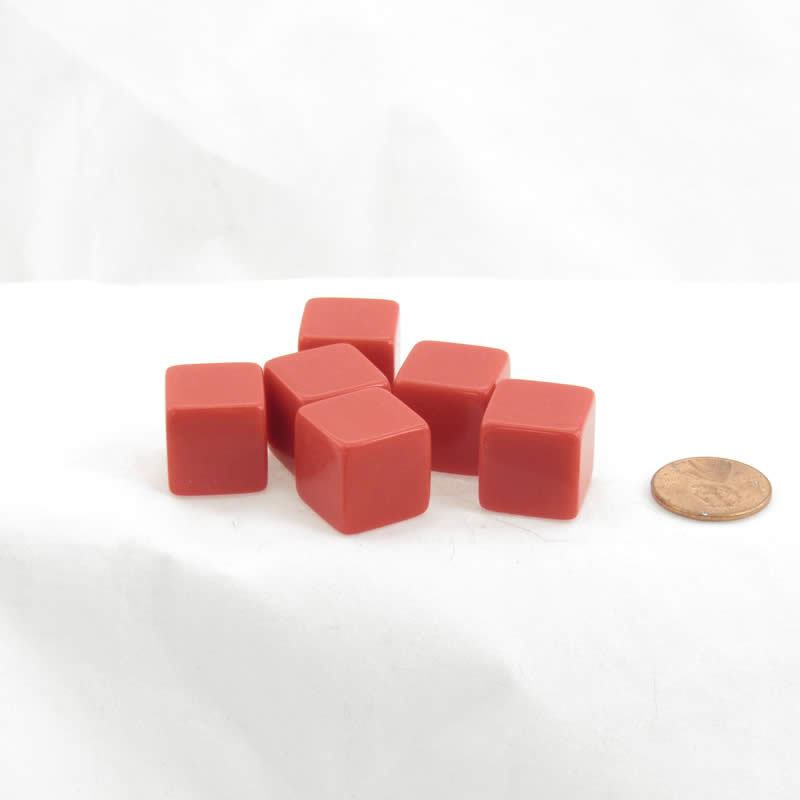 WKP01957E6 Red Blank Dice Cubes D6 16mm (5/8in) Set of 6 Main Image