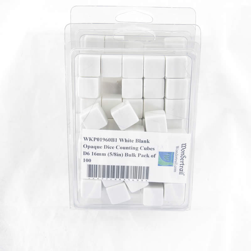 WKP01960B1 White Blank Opaque Dice Counting Cubes D6 16mm (5/8in) Bulk Pack of 100 2nd Image