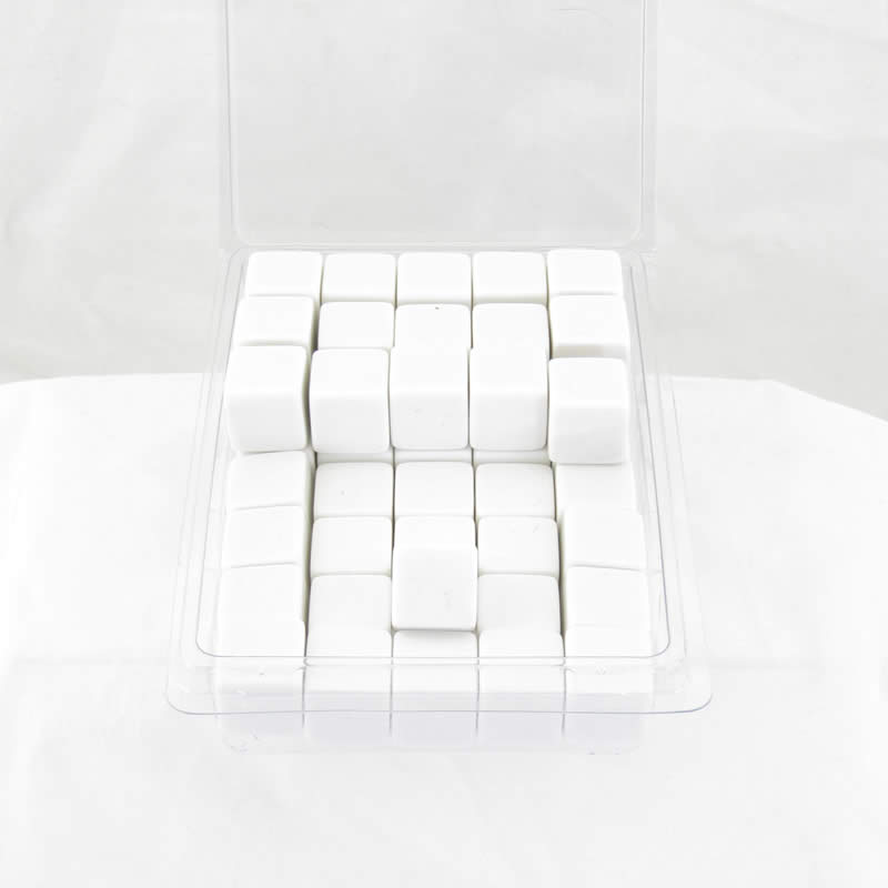 WKP01960E50 White Blank Opaque Dice Counting Cubes D6 16mm (5/8in) Bulk Pack of 50 Main Image