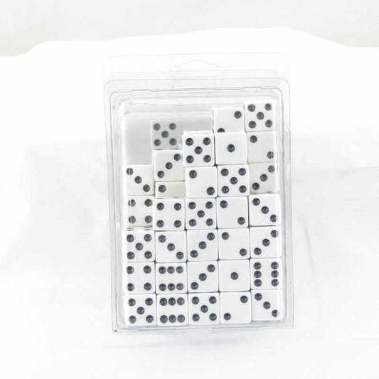 WKP01961B1 White Opaque Squared Corner Dice Black Pips D6 16mm (5/8in) Pack of 100 Main Image