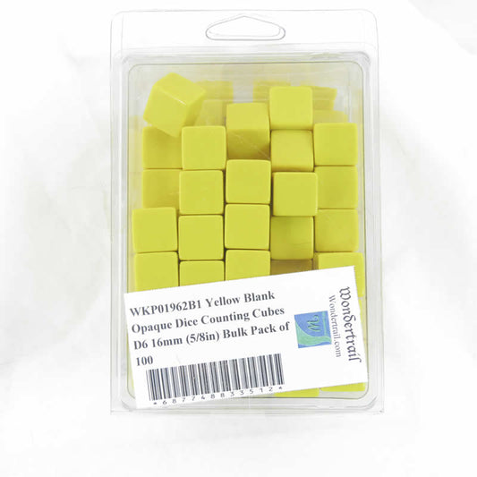 WKP01962B1 Yellow Blank Opaque Dice Counting Cubes D6 16mm (5/8in) Bulk Pack of 100 Main Image