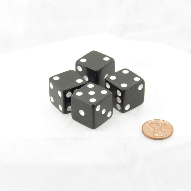 WKP02084E4 Black Dice with White Pips Squared Corners 19mm (3/4in) Pack of 4 Main Image