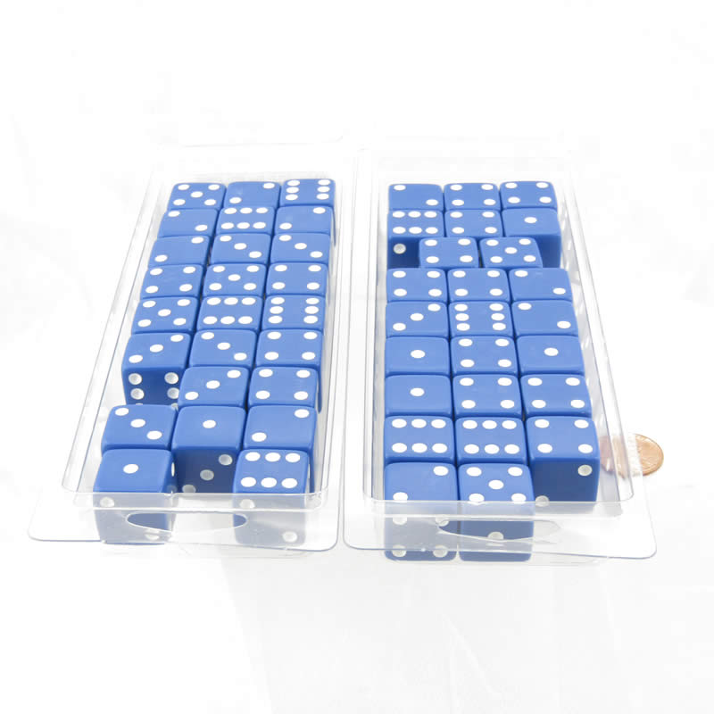 WKP02085E50 Blue Dice with White Pips Squared Corners 19mm (3/4in) Bulk Pack of 50 Main Image