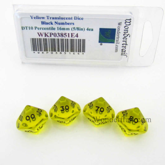 WKP03851E4 Yellow Transparent Dice Black Numbers DT10 16mm (5/8in) Main Image