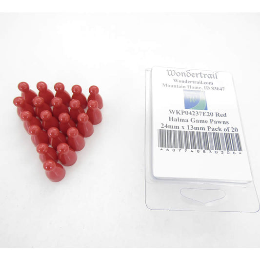 WKP04237E20 Red Halma Game Pawns 24mm x 13mm Pack of 20 Main Image