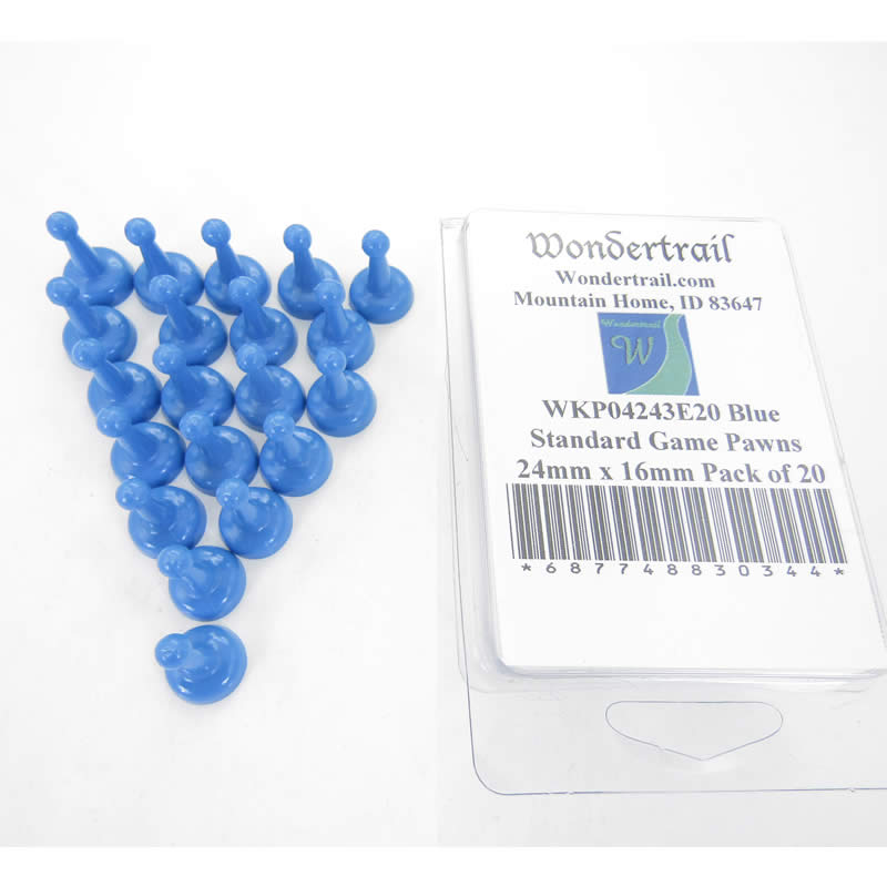 WKP04243E20 Blue Standard Game Pawns 24mm x 16mm Pack of 20 Main Image