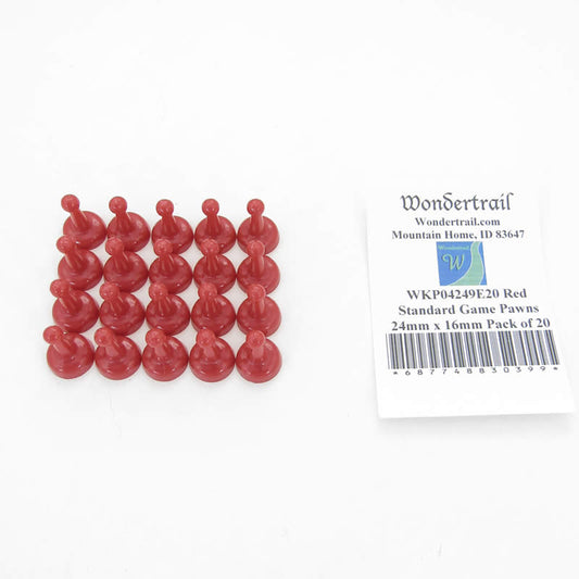 WKP04249E20 Red Standard Game Pawns 24mm x 16mm Pack of 20 Main Image