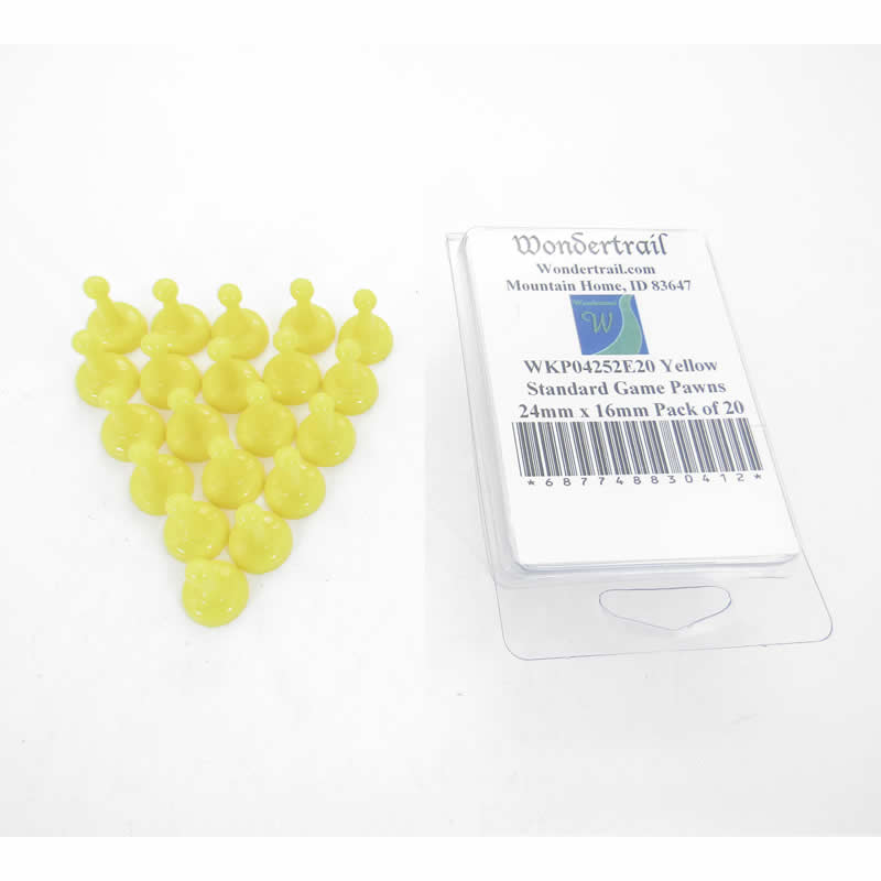 WKP04252E20 Yellow Standard Game Pawns 24mm x 16mm Pack of 20 Main Image