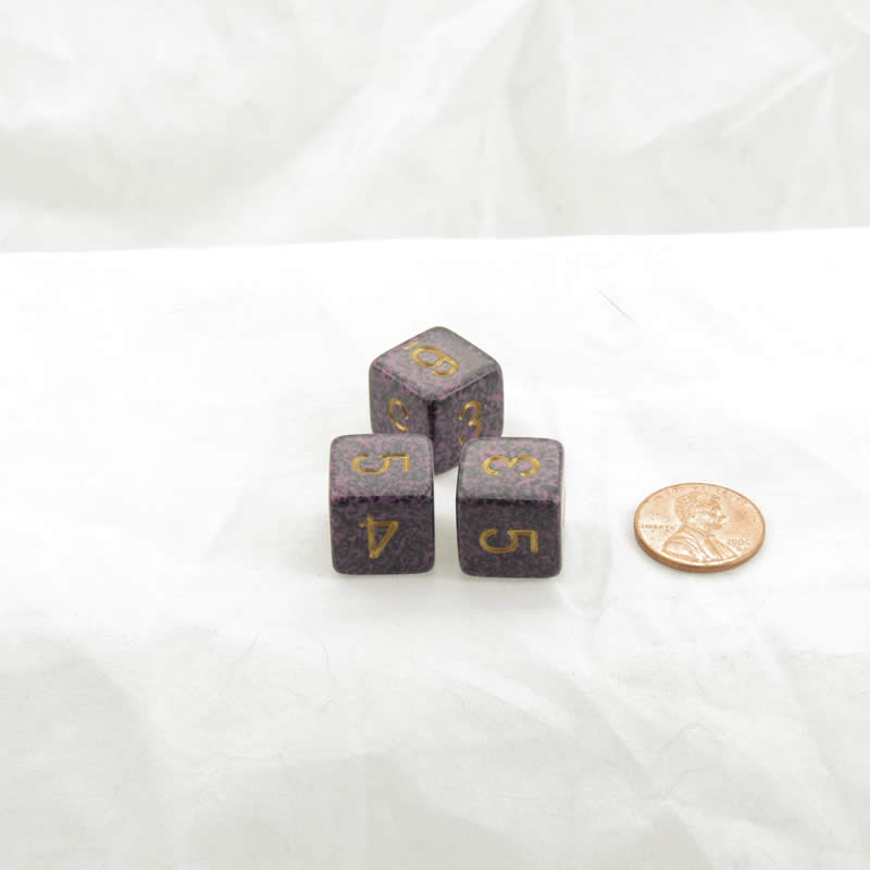 WKP06071E3 Hurricane Elemental Dice Gold Numbers D6 16mm Pack of 3 Main Image