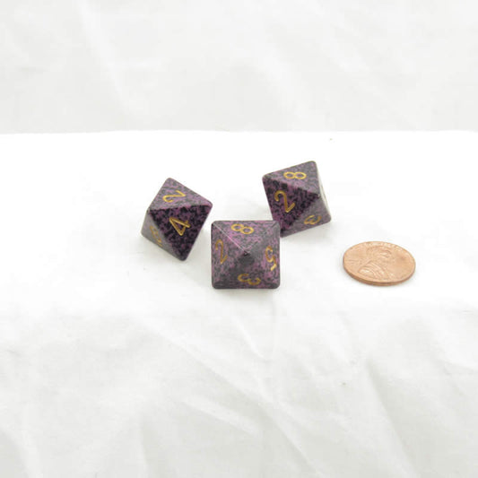 WKP06077E3 Hurricane Elemental Dice Gold Numbers D8 16mm Pack of 3 Main Image