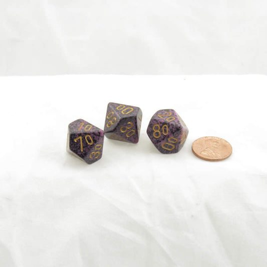 WKP06101E3 Hurricane Elemental Dice Gold Numbers DT10 16mm Pack of 3 Main Image
