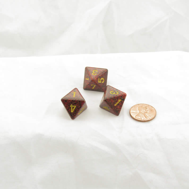 WKP06667E3 Mercury Elemental Dice Gold Numbers D8 16mm Pack of 3 Main Image