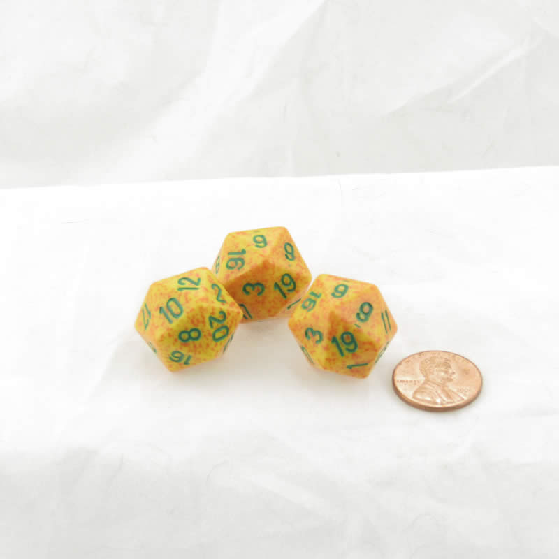 WKP07072E3 Lotus Elemental Dice Green Numbers D20 16mm Pack of 3 Main Image