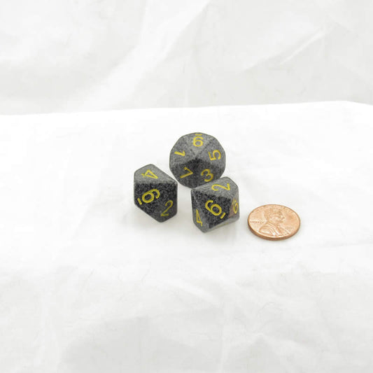 WKP09014E3 Urban Camo Elemental Dice Yellow Numbers D10 16mm Pack of 3 Main Image