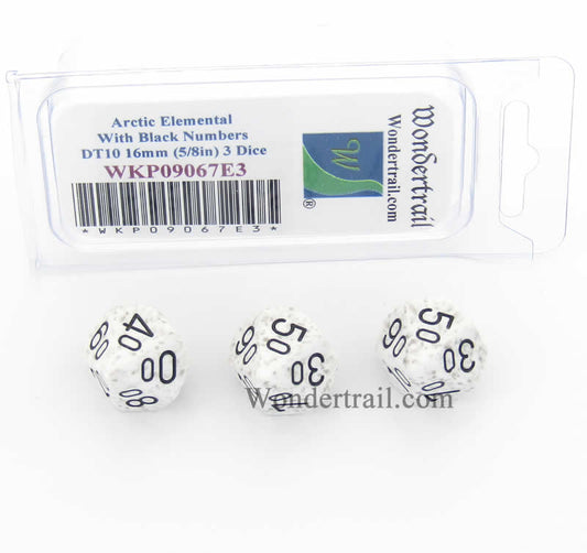 WKP09067E3 Arctic Camo Elemental Dice with Black Numbers DT10 16mm Pack of 3 Main Image