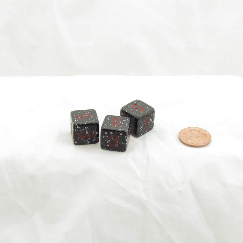 WKP09636E3 Space Elemental Dice Red Numbers D6 16mm Pack of 3 Main Image