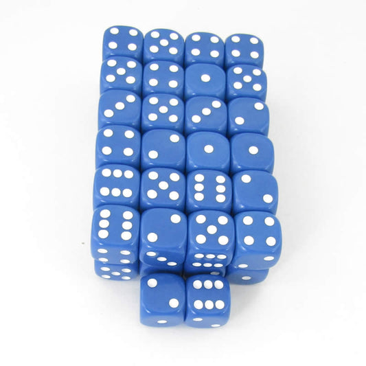 WKP10880E50 Blue Opaque Dice with White Pips D6 16mm (5/8in) Pack of 50 Main Image